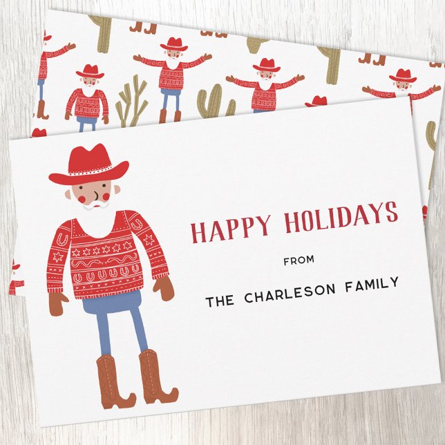 Cartes Pour Fêtes Annuelles Cowboy Santa Claus Christmas (Fun Cowboy Santa Claus Western Christmas Holiday card with custom text)