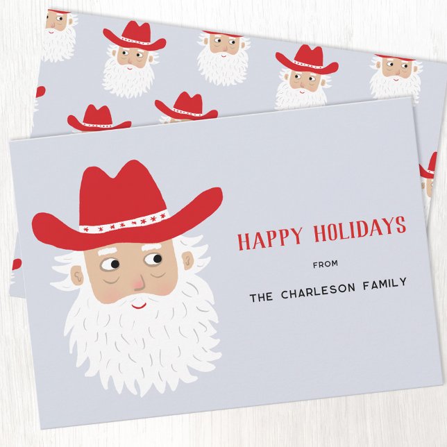 Cartes Pour Fêtes Annuelles Cowboy Santa Claus Christmas (Fun Cowboy Santa Claus Western Christmas custom text personalized Holiday card)