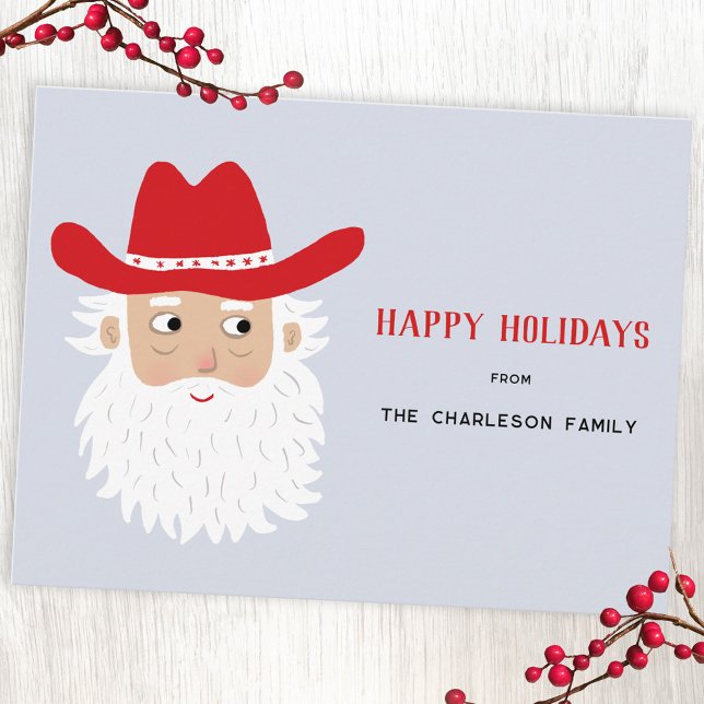 Cartes Pour Fêtes Annuelles Cowboy Santa Claus Christmas (Fun Cowboy Santa Claus Western Christmas custom text personalized holiday postcard)