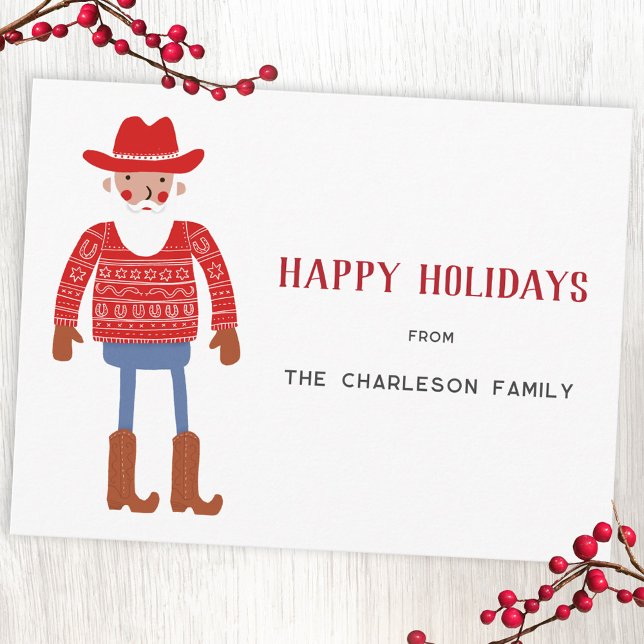 Cartes Pour Fêtes Annuelles Cowboy Santa Claus Christmas (Fun Cowboy Santa Claus Western Christmas Holiday postcard with custom text)