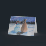 Cartes Pour Fêtes Annuelles Cowboy Snowman & Horse Christmas Winter Scene<br><div class="desc">Art créé à l'origine avec de la couleur de l'eau et de l'acrylique par Deborah Miller,  artiste de Floride.</div>