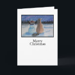 Cartes Pour Fêtes Annuelles Cowboy Snowman & Horse Christmas Winter Scene<br><div class="desc">L'art a été créé à l'origine en aquarelle par Deborah Miller,  artiste de Floride.</div>