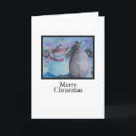 Cartes Pour Fêtes Annuelles Cowboy Snowman & Horse Christmas Winter Scene<br><div class="desc">L'art a été créé à l'origine en aquarelle par Deborah Miller, artiste de Floride.</div>