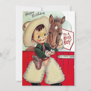 Cartes Pour Fêtes Annuelles Cowboy Vintage Joyeux anniversaire Big Boy
