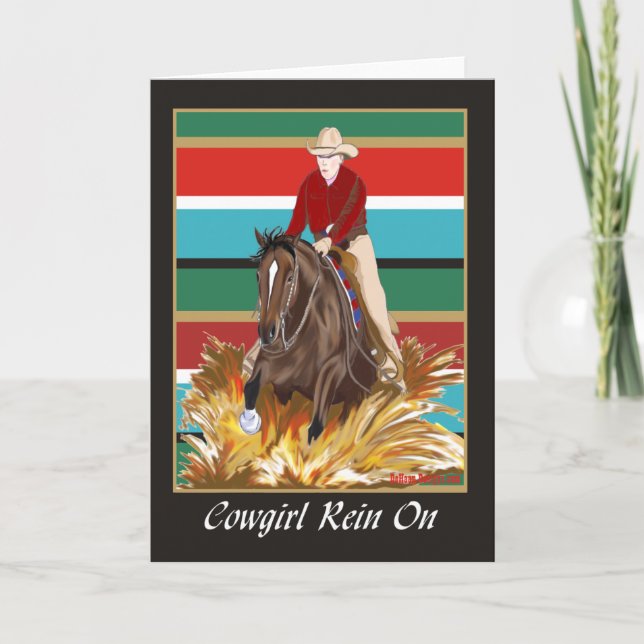 Cartes Pour Fêtes Annuelles Cowgirl Rein On Blond Card (Devant)