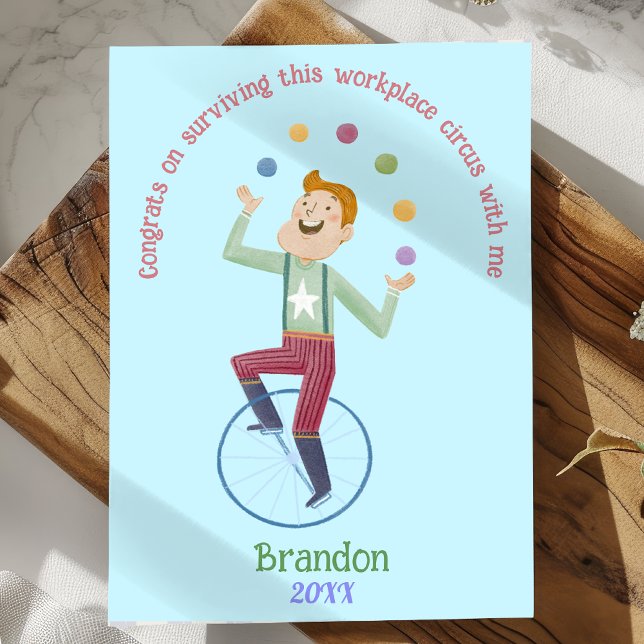 Cartes Pour Fêtes Annuelles Coworker funny sarcastic circus juggler custom (Créateur téléchargé)