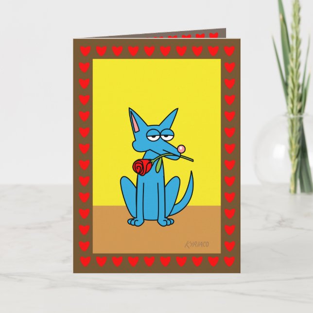 Cartes Pour Fêtes Annuelles Coyote drôle de bleu de Valentine Don Juan (Devant)