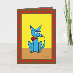 Cartes Pour Fêtes Annuelles Coyote drôle de bleu de Valentine Don Juan