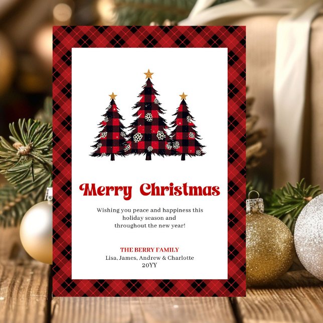 Cartes Pour Fêtes Annuelles Cozy Buffalo Plaid Tree Christmas Greeting (Cozy Buffalo Plaid Tree Christmas Greeting Holiday Card)