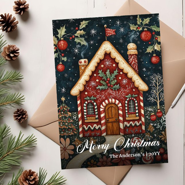 Cartes Pour Fêtes Annuelles Cozy old fashioned Christmas house card download (Cozy old fashioned Christmas tree card download)