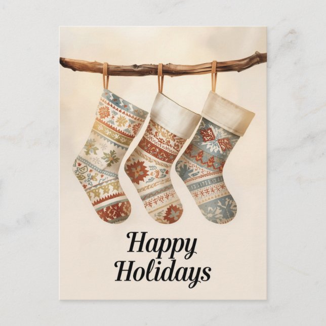 Cartes Pour Fêtes Annuelles Cozy Patterned Christmas Stockings (Devant)