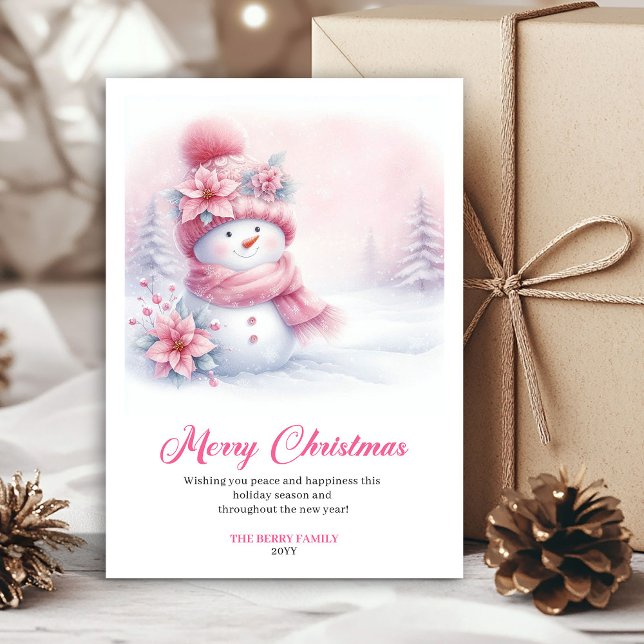 Cartes Pour Fêtes Annuelles Cozy Pink Snowman Download Kids Christmas Greeting (Cozy Pink Snowman Download Kids Christmas Greeting Card

)