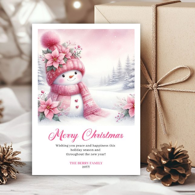 Cartes Pour Fêtes Annuelles Cozy Pink Snowman Printable Christmas Scene Cards (Cozy Pink Snowman Printable Christmas Scene Greeting Card

)