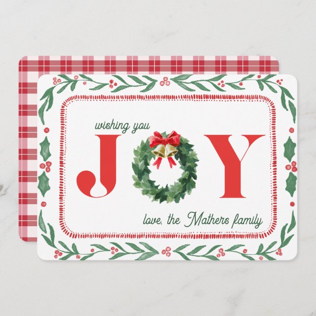 Cartes Pour Fêtes Annuelles Cozy Plaid Christmas Joy (Devant / Derrière)
