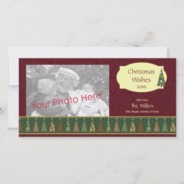 Cartes Pour Fêtes Annuelles Cozy Red and Green Christmas Tree Photo Card (Devant)