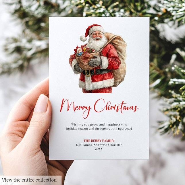 Cartes Pour Fêtes Annuelles Cozy Santa Claus Classic Red Green Christmas Card (Cozy Santa Claus Classic Red Green Christmas Card)