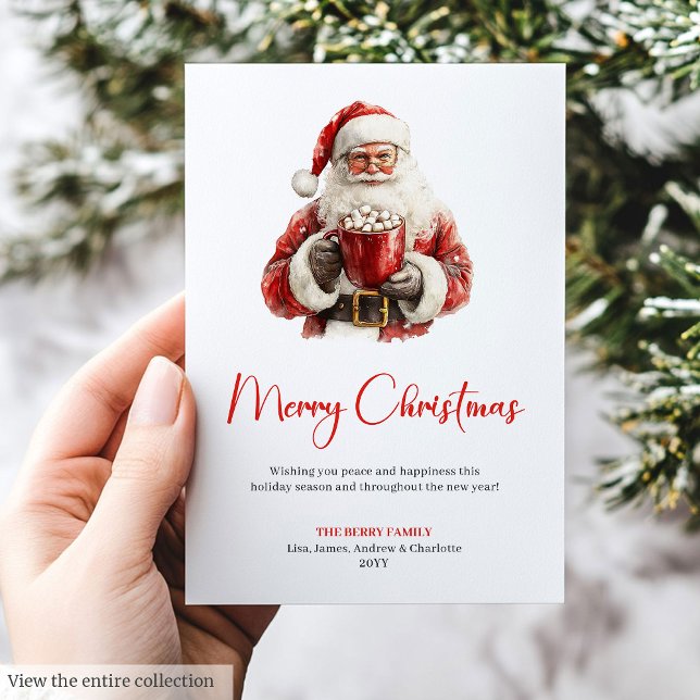 Cartes Pour Fêtes Annuelles Cozy Santa Claus Minimalist Script Font Holiday   (Cozy Santa Claus Minimalist Script Font Holiday Card)