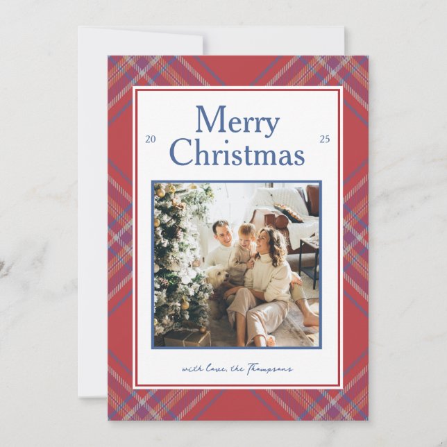 Cartes Pour Fêtes Annuelles Cozy Traditional Plaid Tartan Holiday Card  (Devant)