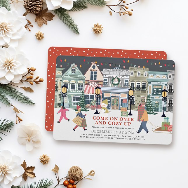 Cartes Pour Fêtes Annuelles Cozy Up Christmas Holiday Town Holiday Party (Créateur téléchargé)