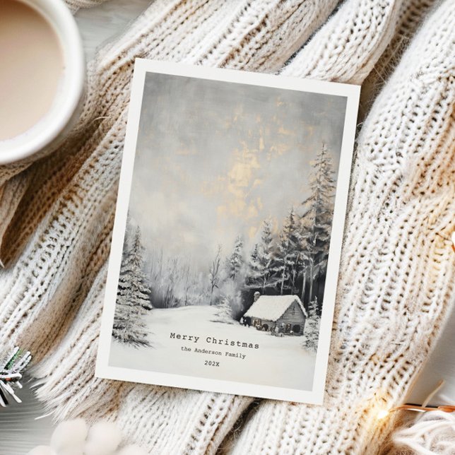 Cartes Pour Fêtes Annuelles Cozy Winter Lanscape Christmas Holiday Card (Créateur téléchargé)