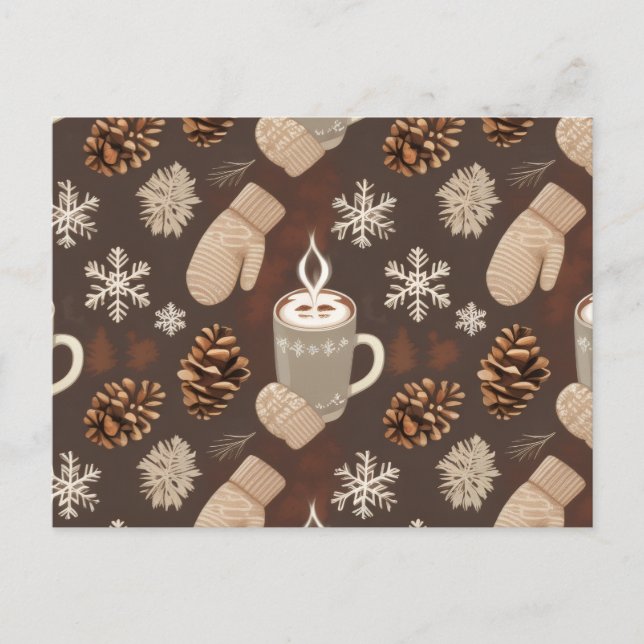 Cartes Pour Fêtes Annuelles Cozy Winter Pattern-Minimalist Aesthetic Art (Devant)