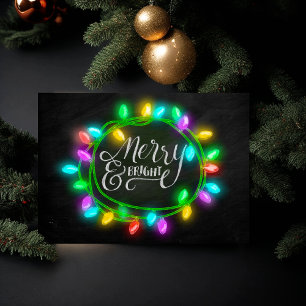 Cartes Pour Fêtes Annuelles Craie dessinée joyeuse et lumineuse avec des lumiè