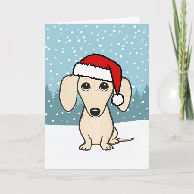 Cartes Pour Fêtes Annuelles Cram Dachshund Père Noël Cute Wiener Chien Noël (Devant)