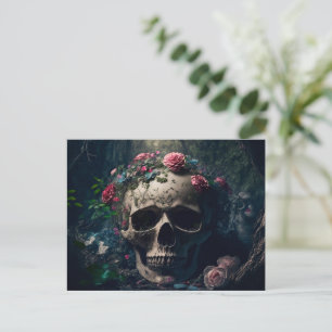 Cartes Pour Fêtes Annuelles Crâne dans la forêt et fleurs décoratives