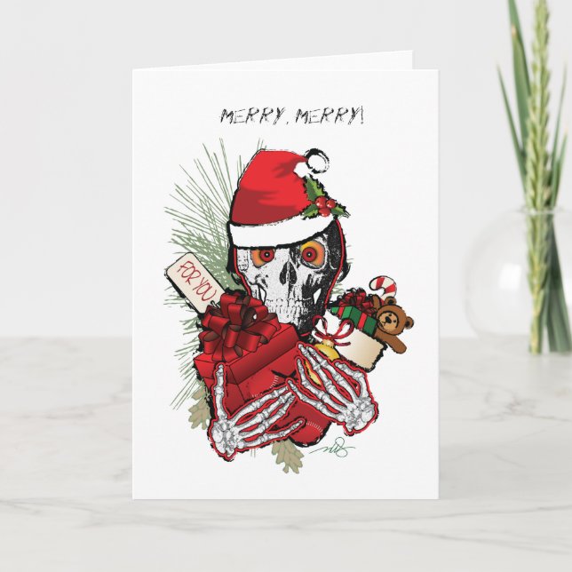 Cartes Pour Fêtes Annuelles Crâne de Noël (Devant)