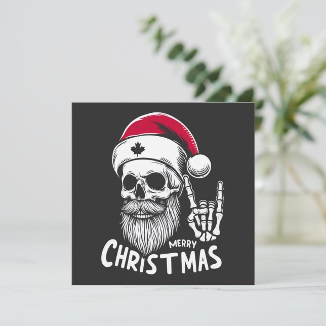 Cartes Pour Fêtes Annuelles Crâne de Noël canadien (Debout devant)