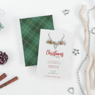 Cartes Pour Fêtes Annuelles Crâne de rennes rustique avec fête de Noël