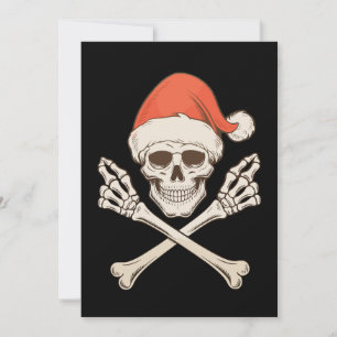 Cartes Pour Fêtes Annuelles Crâne de squelette de Noël Chapeau de Père Noël Va