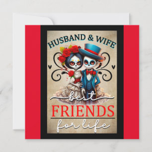 Cartes Pour Fêtes Annuelles Crâne de Sucre Couple Mignon