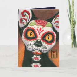 Cartes Pour Fêtes Annuelles Crâne de sucre de chat