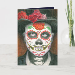 Cartes Pour Fêtes Annuelles Crâne en sucre avec chapeau haut de forme pour Jou