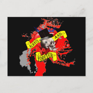 Cartes Pour Fêtes Annuelles Crâne gothique romantique Valentines coeur