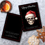 Cartes Pour Fêtes Annuelles Crâne gothique unique Noël<br><div class="desc">Carte de Noël Gothique de Crâne unique. Un design gothique insolite avec du texte blanc sur un arrière - plan noir. Personnalisez facilement vos salutations et noms des deux côtés.</div>