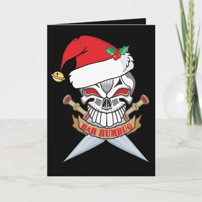 Cartes Pour Fêtes Annuelles Crâne pirate Père Noël anti-Noël (Devant)