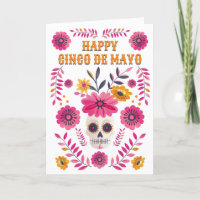 Crâne sucre Fleurs mexicaines Joyeux Cinco de Mayo