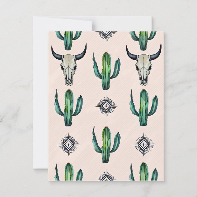 Cartes Pour Fêtes Annuelles Crânes de cactus et de vache (Devant)