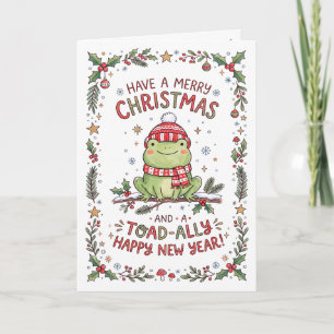 Cartes Pour Fêtes Annuelles Crapaud mignon - Bonne année Grenouille Noël