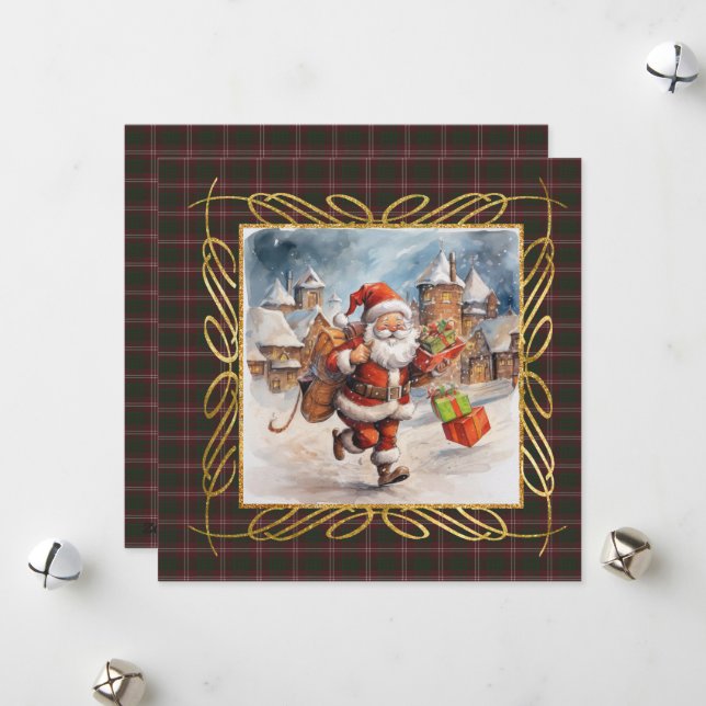 Cartes Pour Fêtes Annuelles Crawford Modern Scottish Tartan Christmas  (Devant/Arrière en situation)