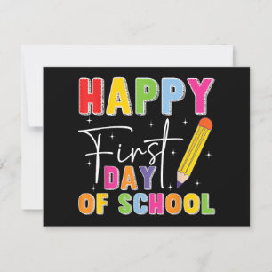 Cartes Pour Fêtes Annuelles Crayon Enseignant Enfants Premier Jour D'école Ret