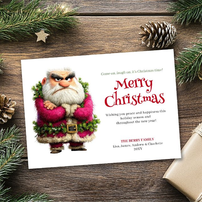 Cartes Pour Fêtes Annuelles Crazy grumpy Santa editable custom holiday card (Crazy grumpy Santa editable custom holiday card)