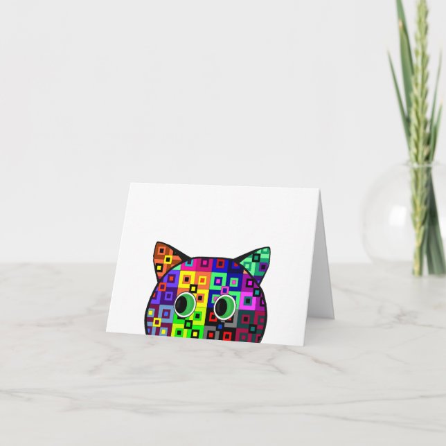 Cartes Pour Fêtes Annuelles Crazy Quilt Chat (Devant)