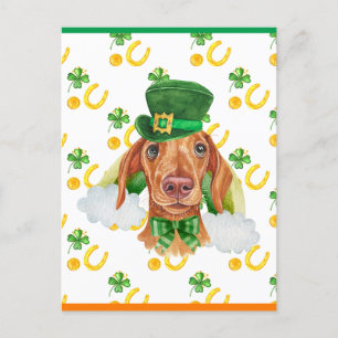 Cartes Pour Fêtes Annuelles Cream Dachshund Chien Shamrock St. Patricks Day