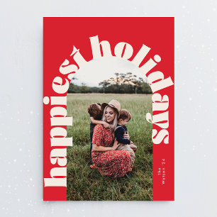 Cartes Pour Fêtes Annuelles Cream Rouge Typographie Gras Noël Une Photo