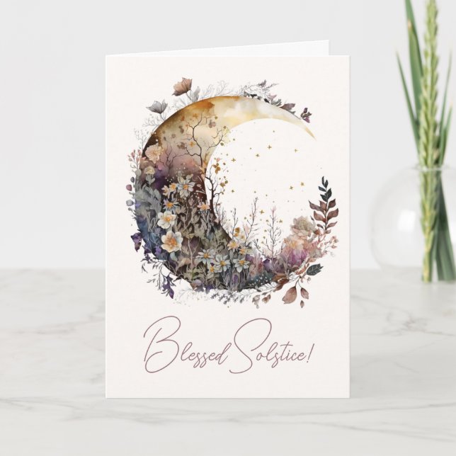 Cartes Pour Fêtes Annuelles Create Your Own Rustic Sunset Floral Crescent Moon (Devant)