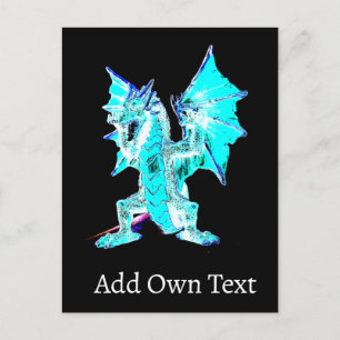 Cartes Pour Fêtes Annuelles Créature Magique Art Dragon Aqua Bleu Mystique