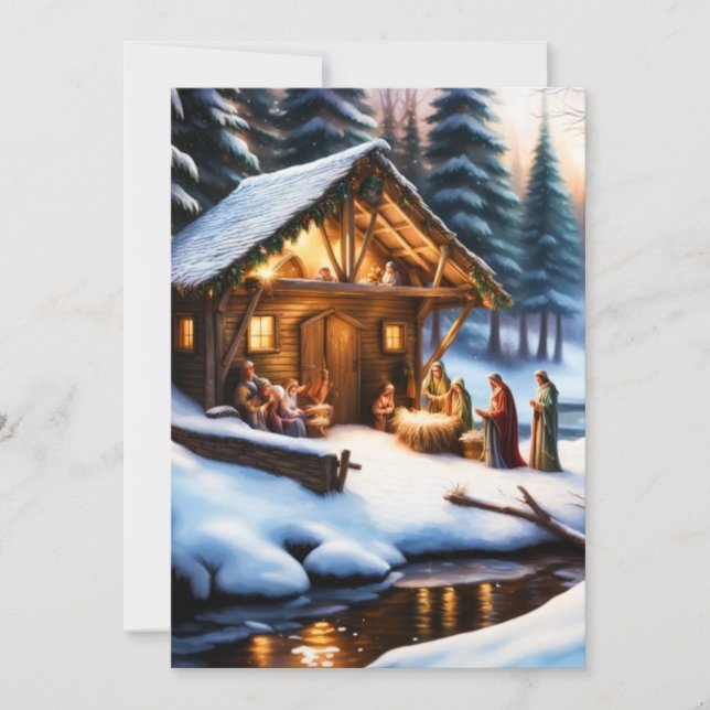 Cartes Pour Fêtes Annuelles Crèche de Noël (Devant)
